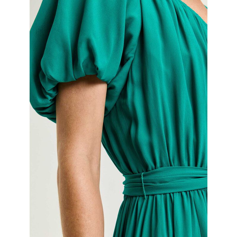 Veronika Maine Viscose Georgette Gathered V-Neck Dress image number 2